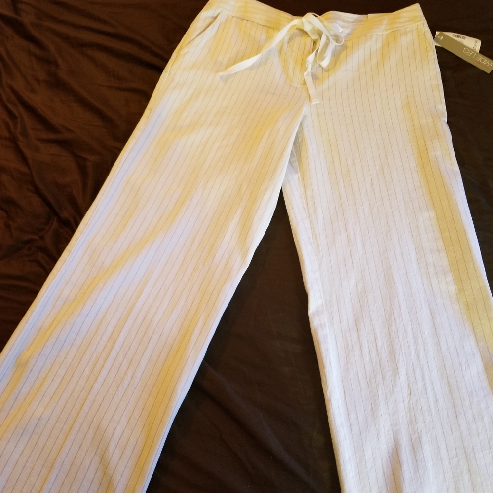 Pinstripe Linen Blend Pants